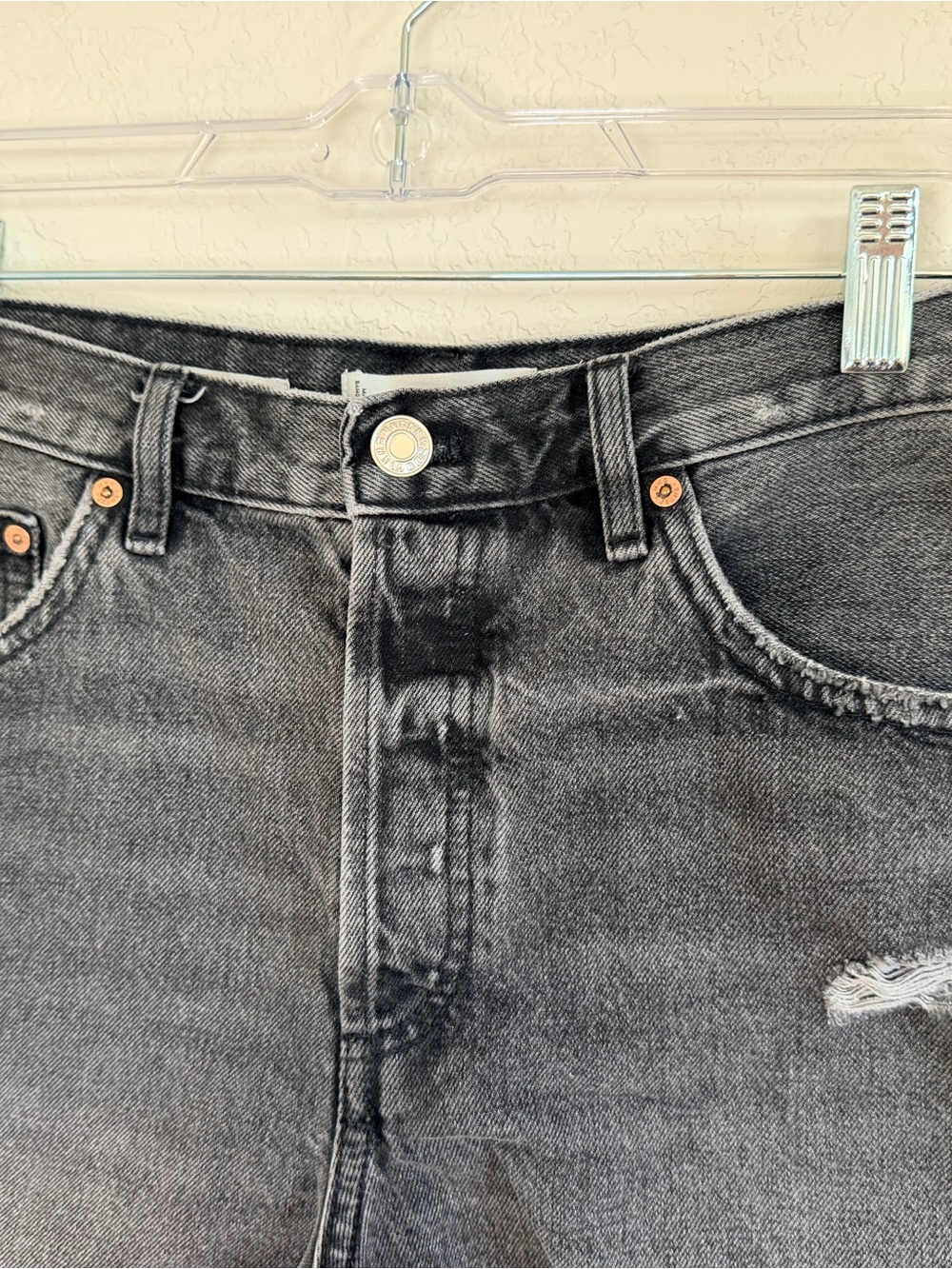 MNG Black Distressed High-Rise Denim Shorts - Women - Picture 2 of 6
